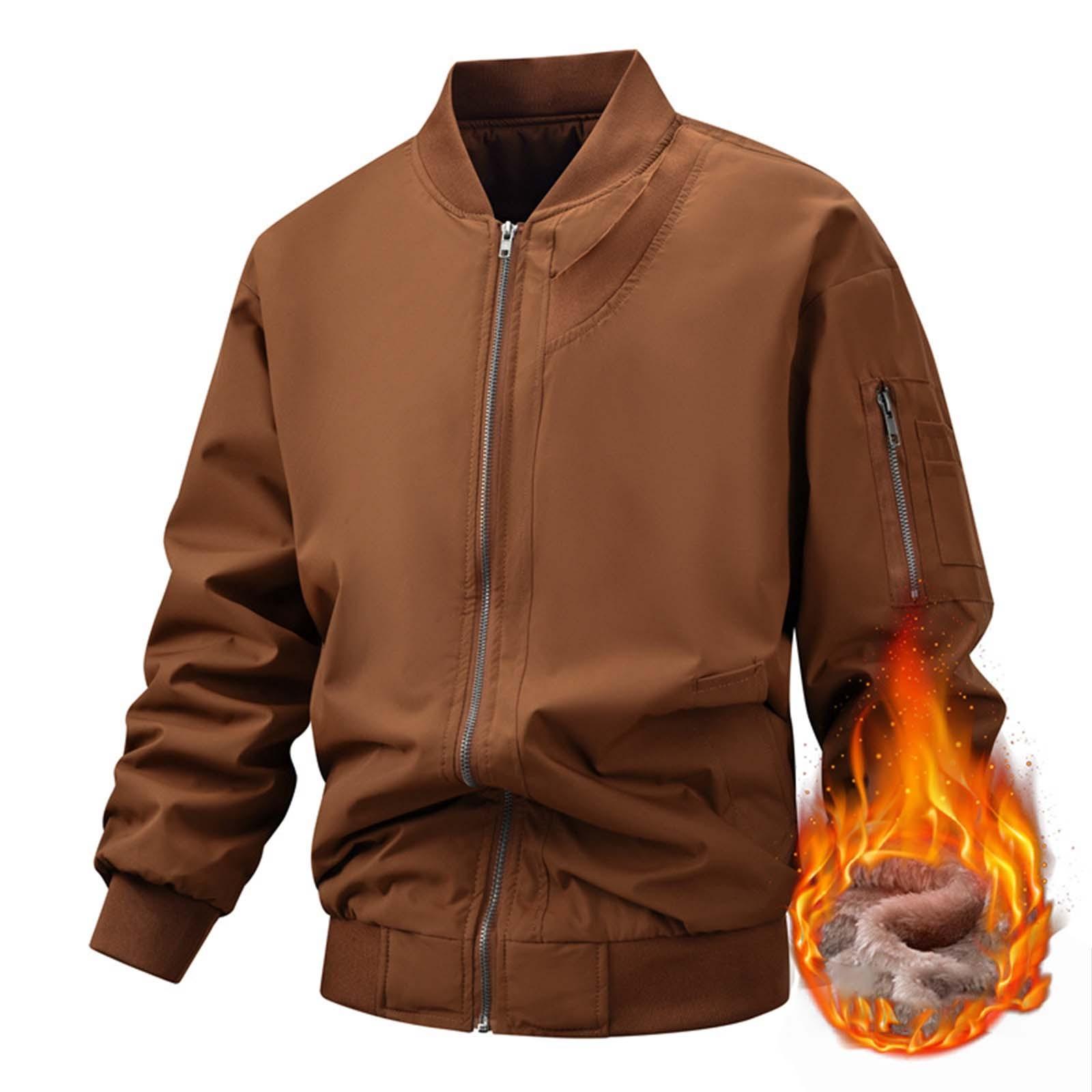 

Мужская куртка с флисом, повседневная мужская куртка с бейсбольным воротником, на подкладке из хлопка XXL кофейный