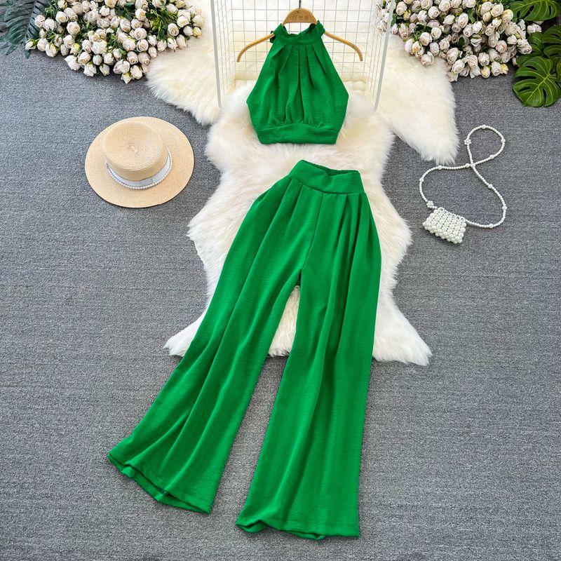 Off-the-Shoulder Seaside Holiday Slim Looking Straight-leg Fashion Suit