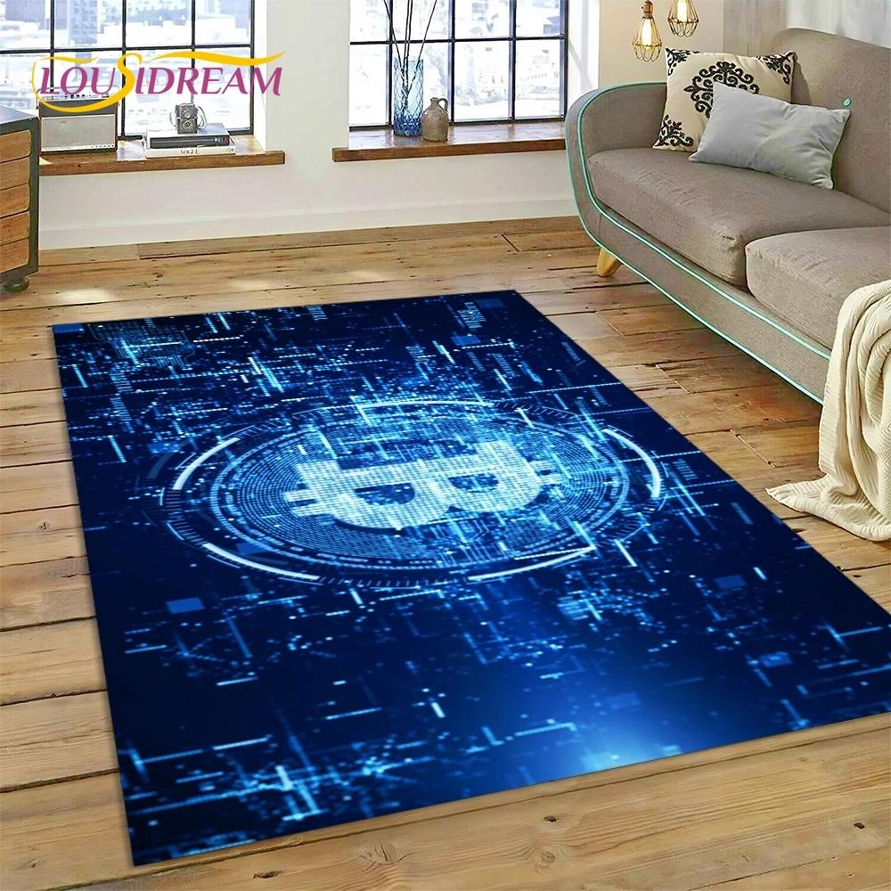 Bitcoin 3D Virtual Currency NFT Area Rug Carpet for Bedroom Living Room Home Sofa Decoration,Children Game Large Decor Floor Mat
