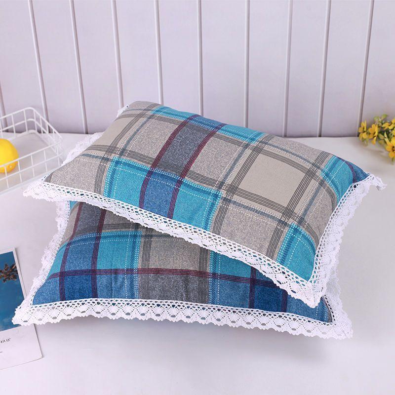 Thickened Pure Cotton Old Coarse Fabric Lace Pillowcase, A Pair of Student and Children's Dormitory Cotton Pillow Covers