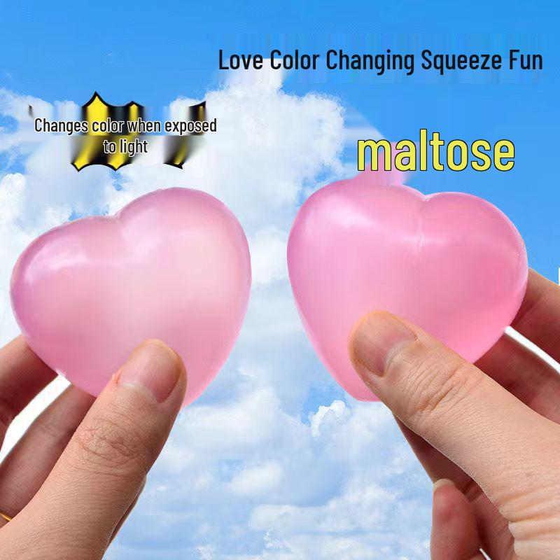 Jouet à presser Cœur qui change de couleur Xiaohongshu – Décompression à rebond lent pour enfants