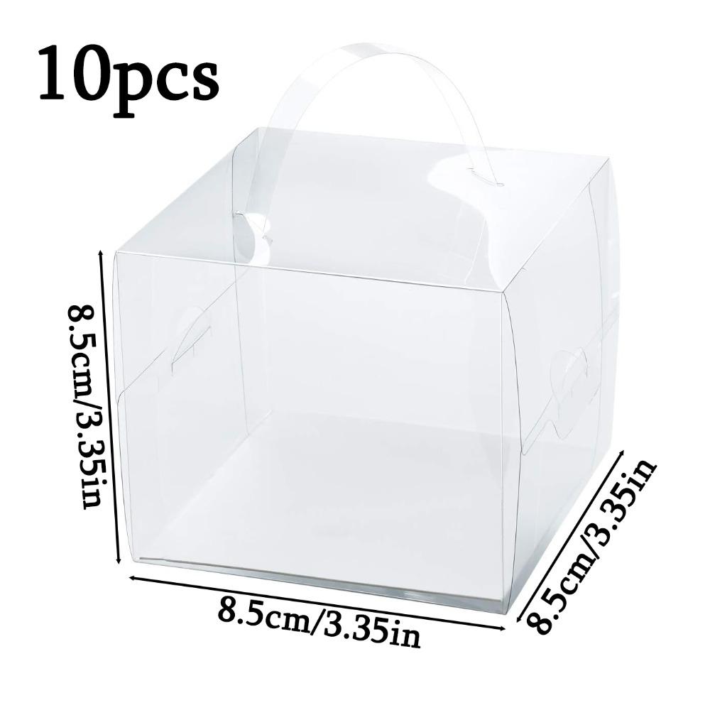 10pcs Transparent Bakery Boxes Gift Boxes with Handle Clear Cake Box Mini Cake Boxes Party Favor Boxes Square Gift Wrap Box Packaging Box 10pcs