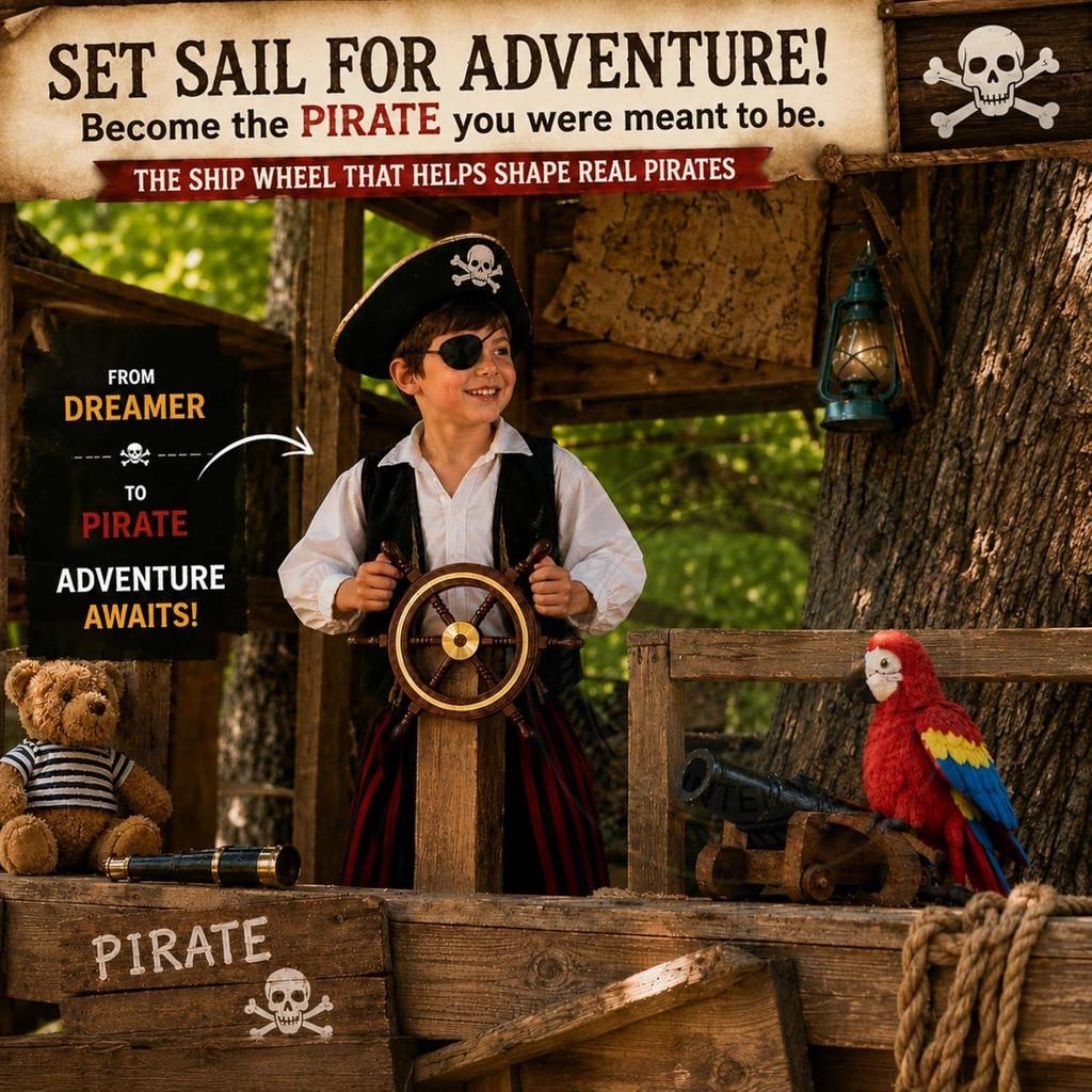 Ręcznie Wykonane Premium Nautyczne Drewniane Koło Okrętowe | Ekskluzywna Dekoracja Ścienna Pirata | Ocean i Plaża Morska Dekoracja do Pokoju Dziecięcego