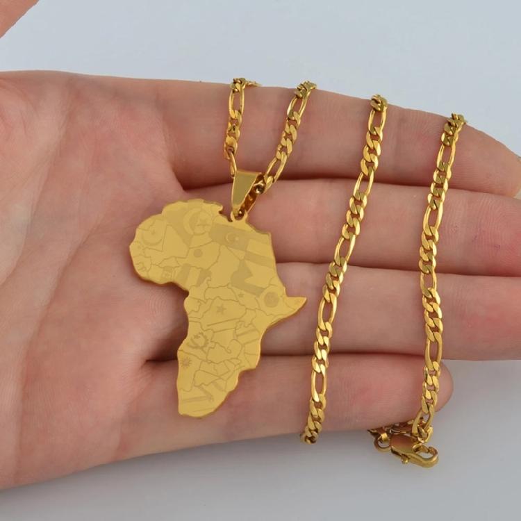 Edelstahl Afrika Karte Anhänger Halskette Schmuck Afrikanisches Symbol Halskette