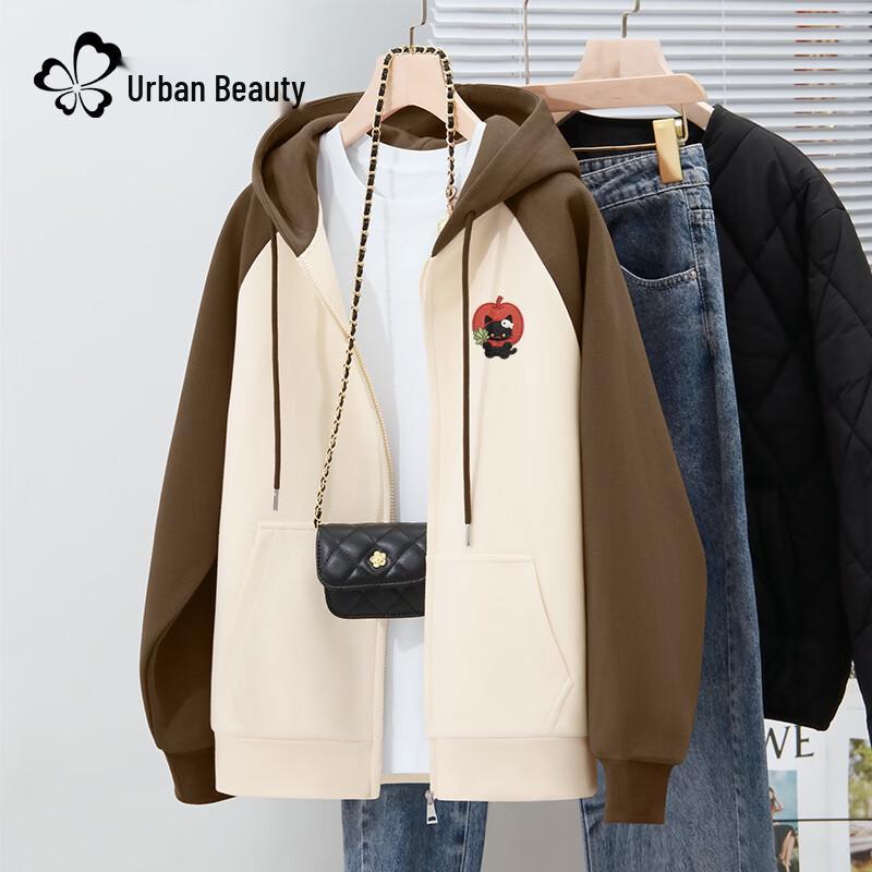 Dushi Liren Women's Loose Hooded Raglan Cardigan Sweatshirt