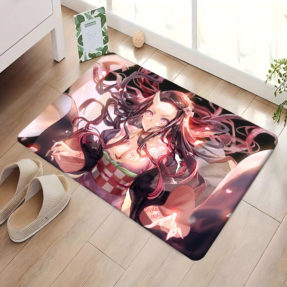 1PC Anime Charater Nezuko Door Mat Washable Non-Slip Living Room Sofa Chairs Area Mat Kitchen Doormat Area Rug