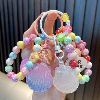 Exquisite Acrylic Beaded Keychain Pendants - Bag Charms & Car Key Lanyards, Ideal Small Gifts for Students.