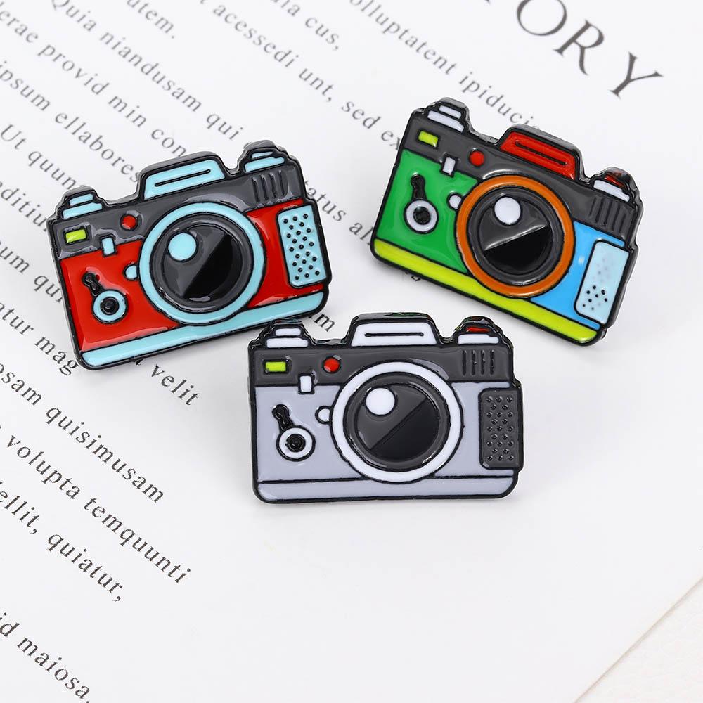 Women Kids Enamel Metal Photography Digital Camera Accessories Jewelry Brooches Pins Badges Lapel