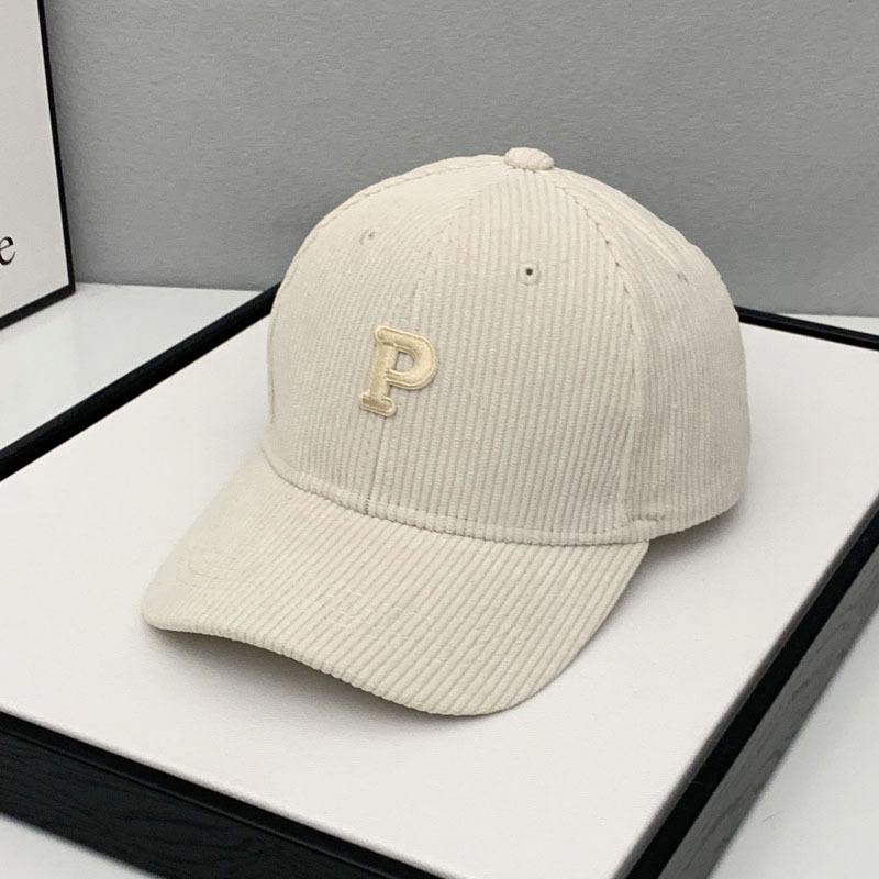 

Autumn and Winter Warm Corduroy Baseball Cap with Letter Stickers, Versatile Duckbill Cap for Casual Sun Shading Adjustable бежевый