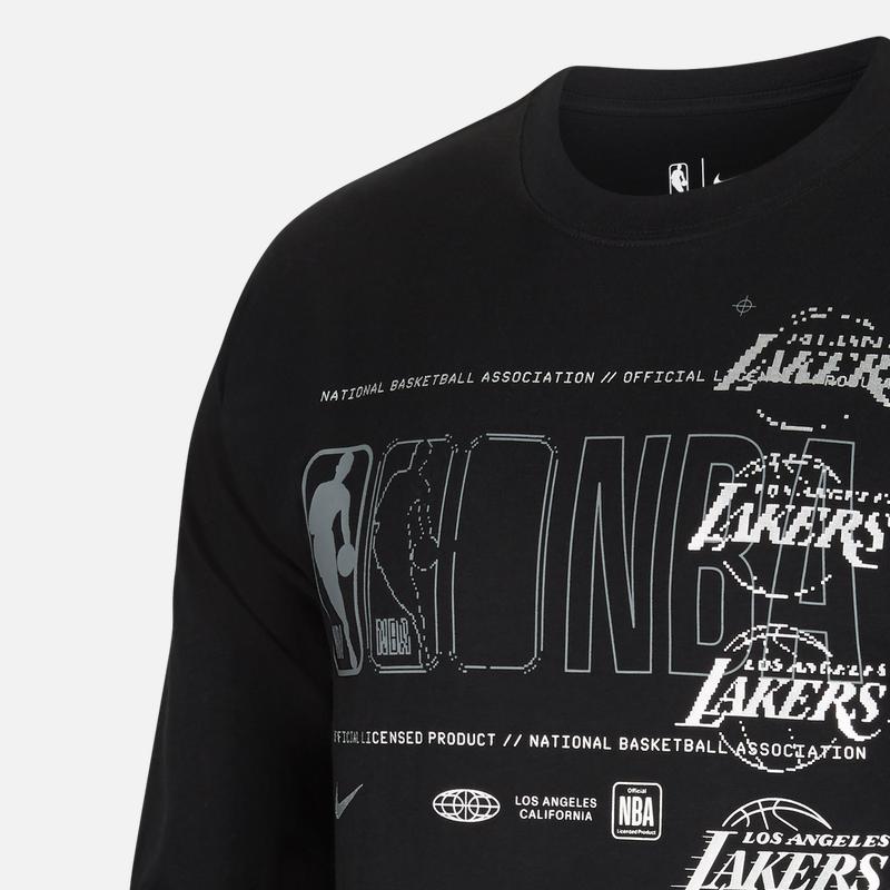 Nike NBA Courtside Los Angeles Lakers Casual Print Crew Neck T-Shirt Men Tops Black CV5999-010
