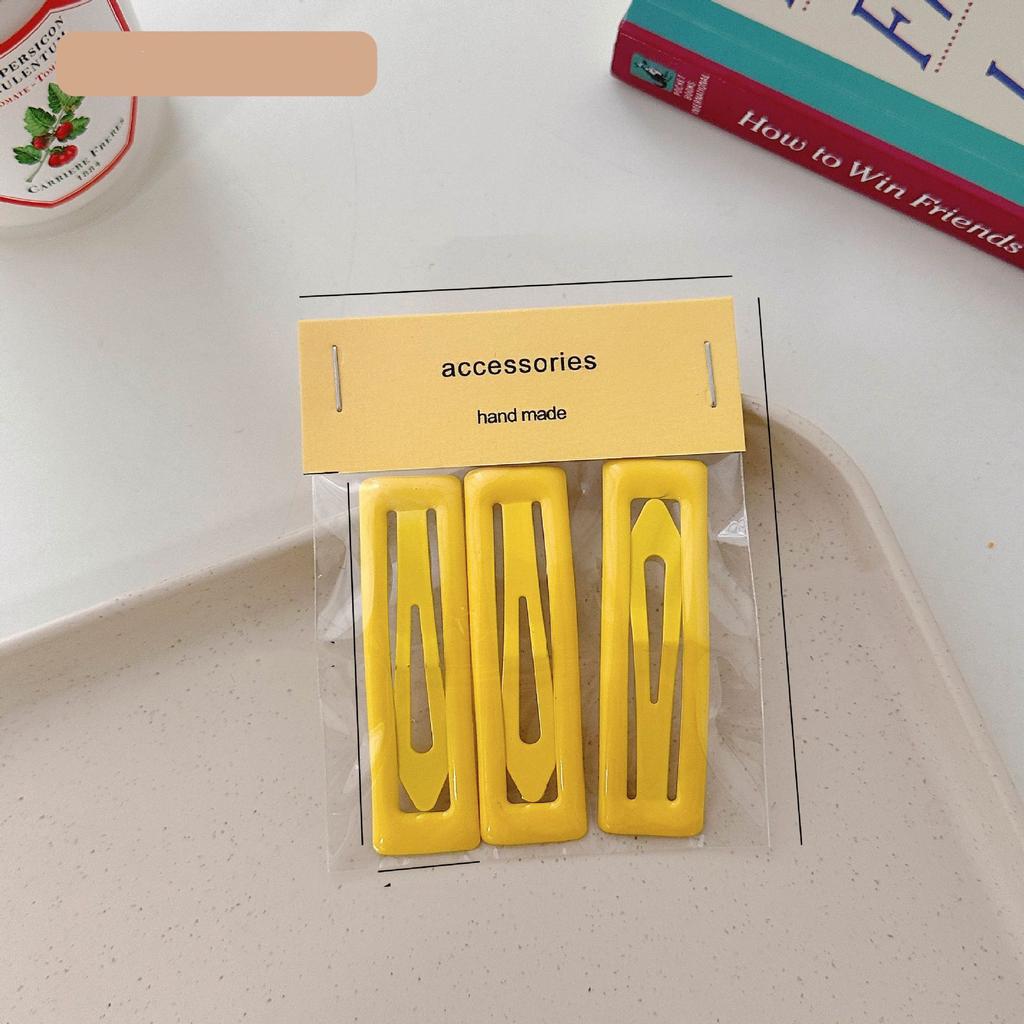 Épingles à cheveux simples givrées pour filles, 3 pièces, pinces à cheveux carrées, ovales, Triangle, pour enfants, épingles à cheveux, cliquez sur clac