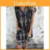 Linen Cotton Print Summer Dress With Pockets And Button Details For Casual Women