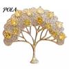 Brooch Pin, Wishing Tree Design Lapel Pin with Sparkling Layered Rhinestones, Hollow Branches Badge for Suits Coats Cheongsam Banquets