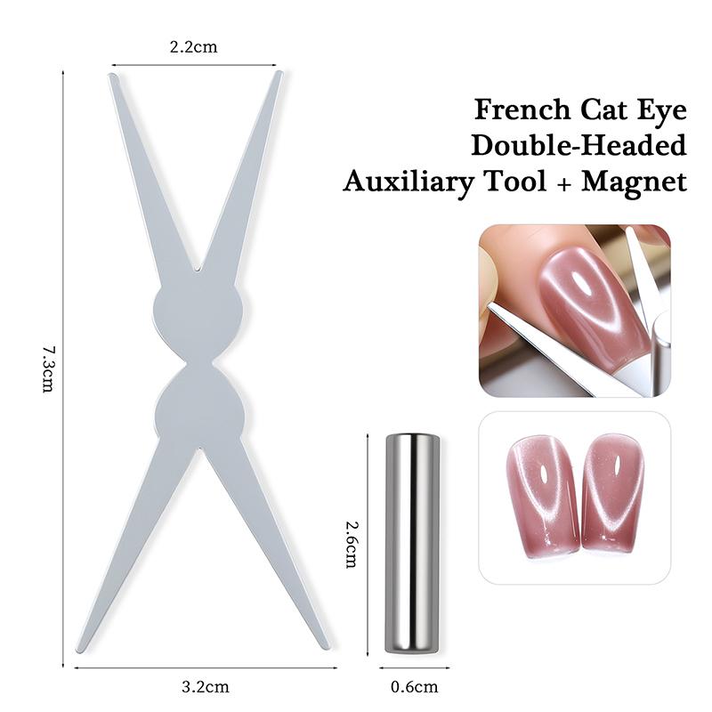 2 In 1 Magnetic Stick Double Head French Cat Eye Nail Magnet Set Big Y-Shaped Clip Diy Manicure Gel Polishing Magnet Combination