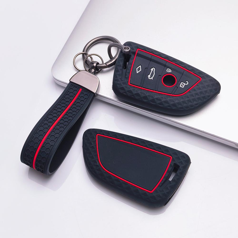 Key Cover for BMW i5 X1 X2 X3 X4 X5 X6 X7 XM with Keychain Anti-Scratch Guard Shockproof Protection Soft Grip Texture Responsive Button Touch