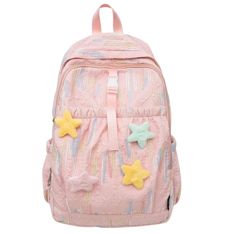 Junior High School Schoolbag Colorful Embroidery Women's Large Capacity Backpack Student Backpack
