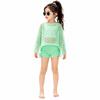Girls 3-Piece Swim Set With Long Sleeve Rash Guard Board Shorts Bikini Top Beach Vacation Sun Protection