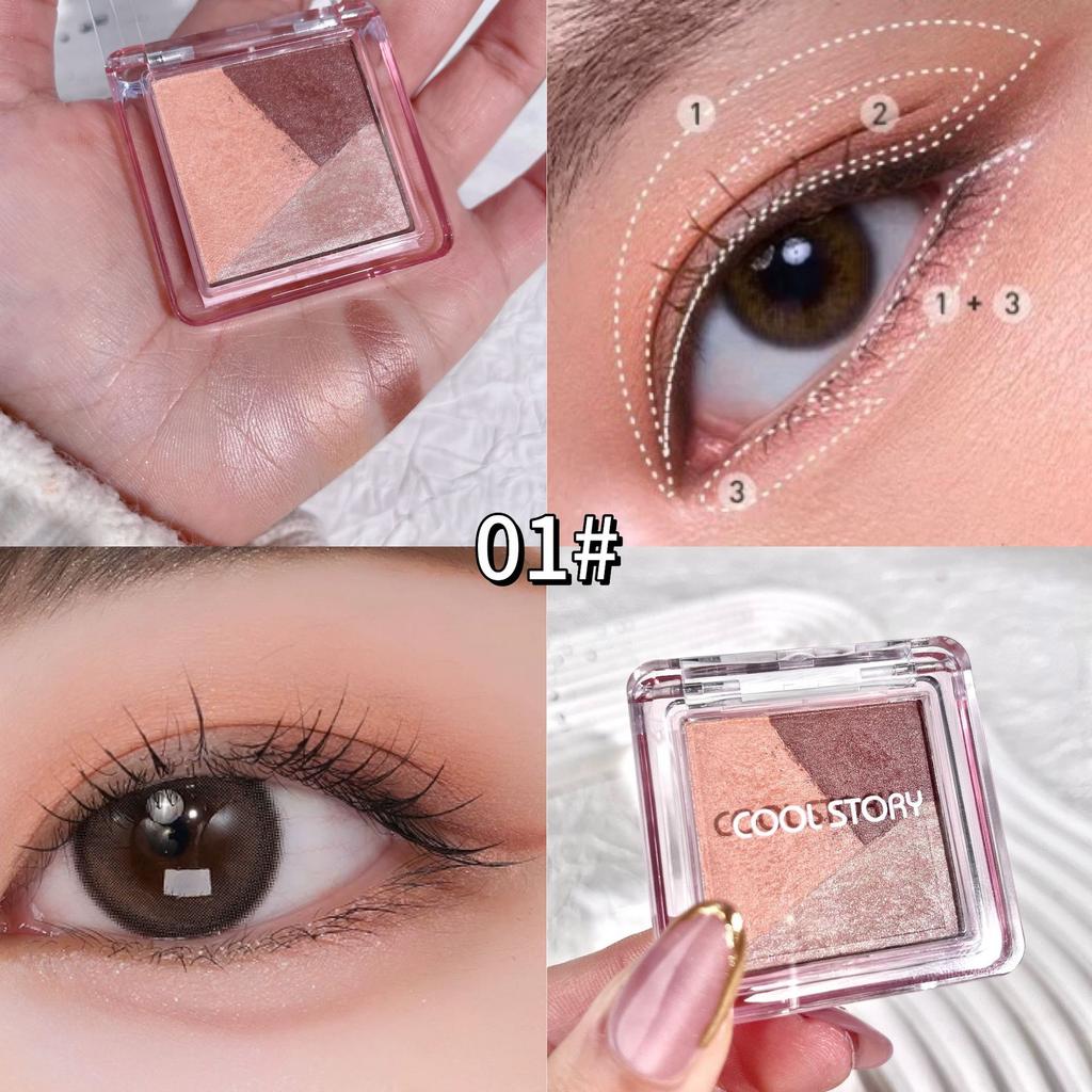 3-color Caramel Chocolate Eyeshadow Palette Pearlescent Whitening Mini Eye Shadow Palette Waterproof Glitter Powder Set Portable