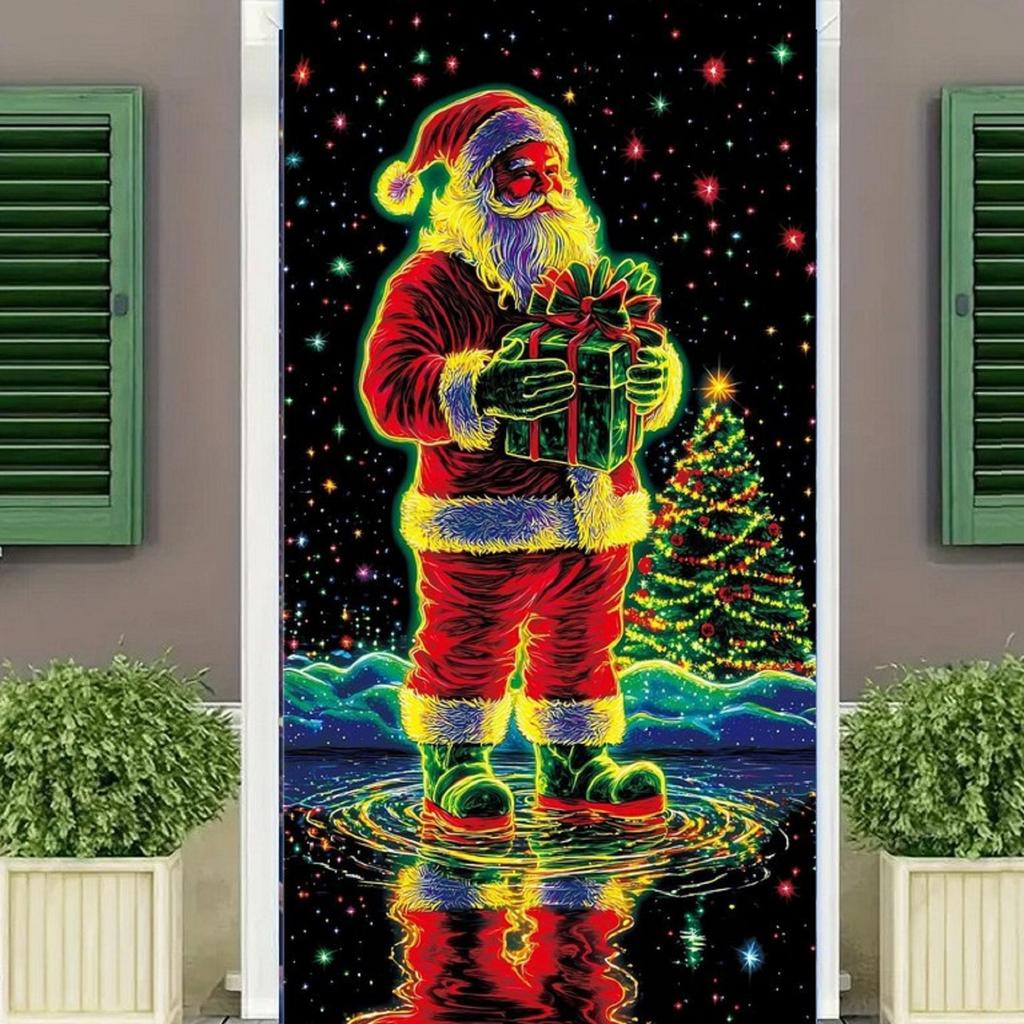 Banner/husă de ușă fluorescentă UV de Crăciun/Fundal/Decorațiune petrecere de sărbători/Pânză decorativă de Crăciun pentru agățat
