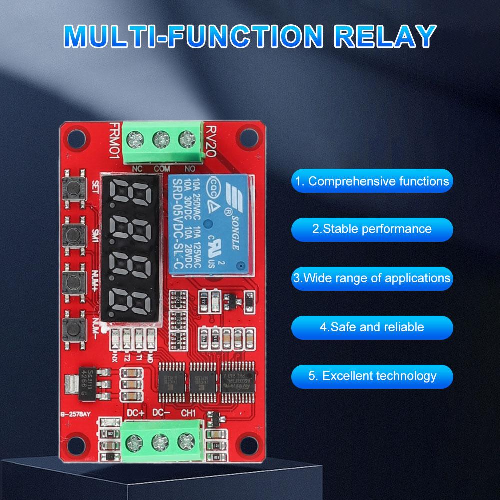 FRM01 LED Digital Time Delay Relay Module Infinite Loop Relay Module DC 5V 12V 24V1CH Loop Delay Self-Locking Timing Board