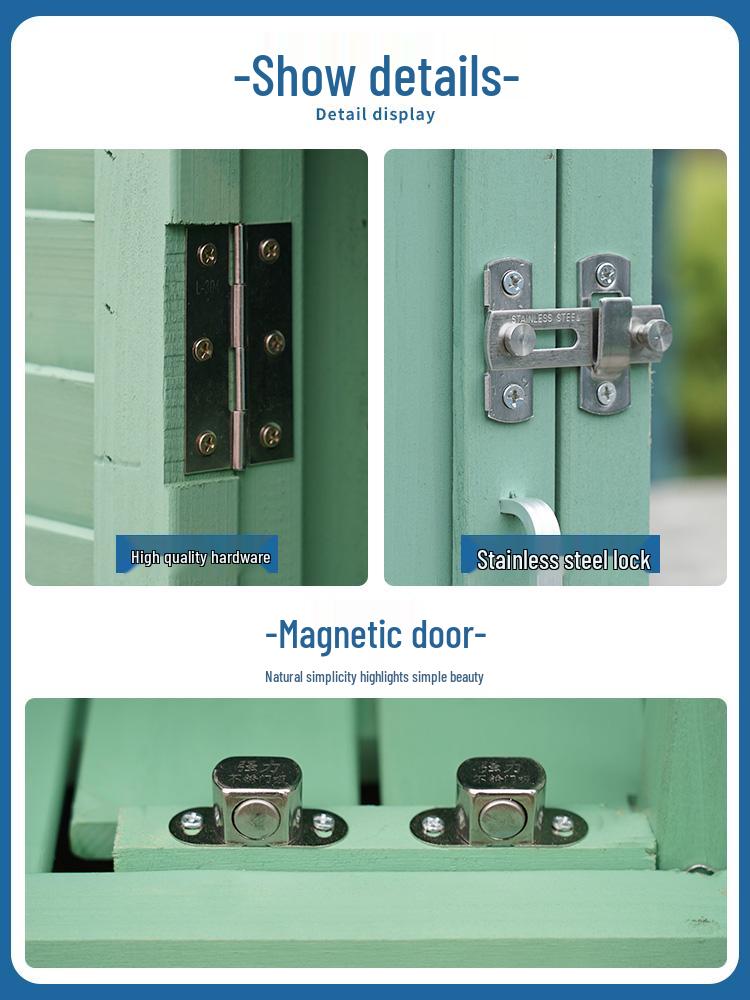 Waterproof Outdoor Wooden Storage Cabinet for Garden Tools - Anti-Corrosion and Sun Protection, Ideal for Courtyard and Balcony Use.