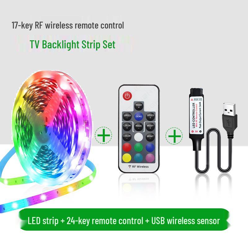 In-Stock 5V RGB Ambient Light Strip with Bluetooth App Control, 5050 Seven-Color, 30 Beads USB TV Background.