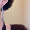 Oval Hollow Metal Hollow Earrings Gold Silver Ear Clip Trendy Long Tassel Dangle Earrings  Party