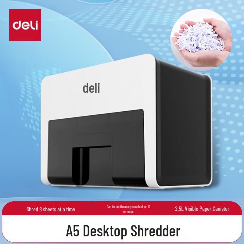 Deli Mini Desktop Paper Shredder CN Plug (adapter Included)