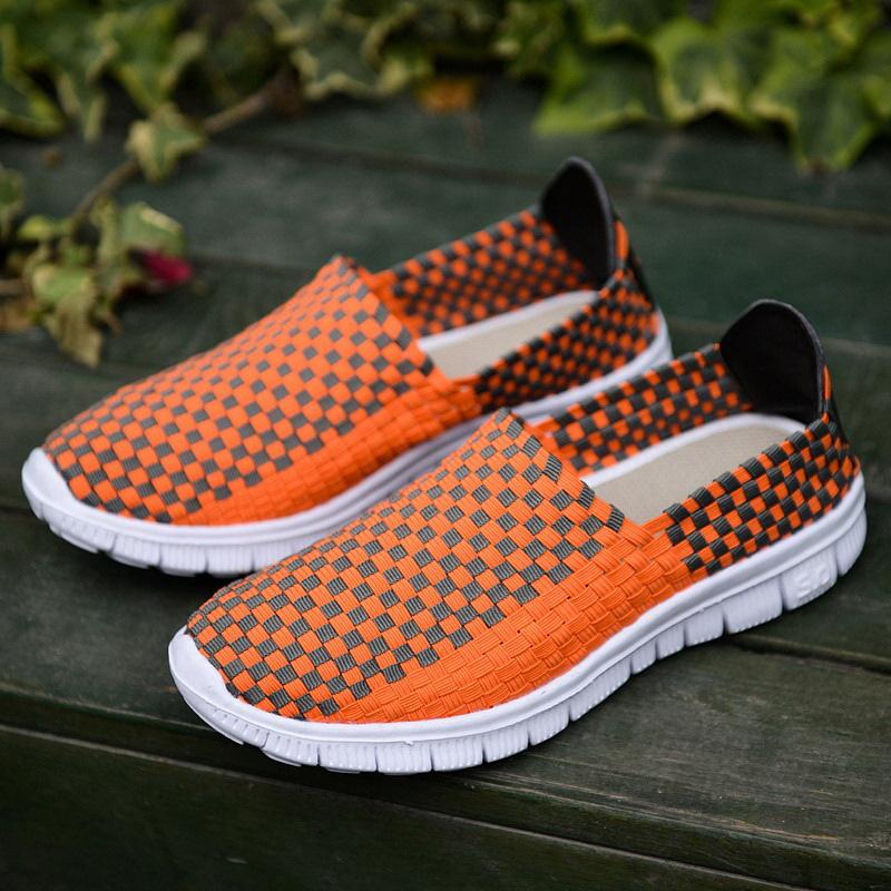 

Мужская прогулочная обувь без шнуровки. Легкие повседневные вязаные лоферы. Кроссовки. Удобная рабочая обувь. Тканые прогулочные туфли для мужчин. Дышащие кроссовки. 44