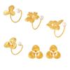 Pearl Flower 18K Gold Adjustable Titanium Steel Ring & Fashion Earrings Set