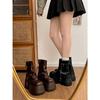 Retro Brown British Style Thick-soled Martin Boots Autumn with Skirt To Increase Height and Show Thinness Short Boots