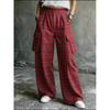 2026 Cross-Season Plaid Elastic Waist Wide-Leg Cargo Pants with Large Pockets