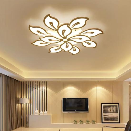 LED Blumen Deckenleuchte mit Fernbedienung Dimmbare Deckenlampe Weiches Licht Augenschutzlampe für Wohnzimmer & Schlafzimmer