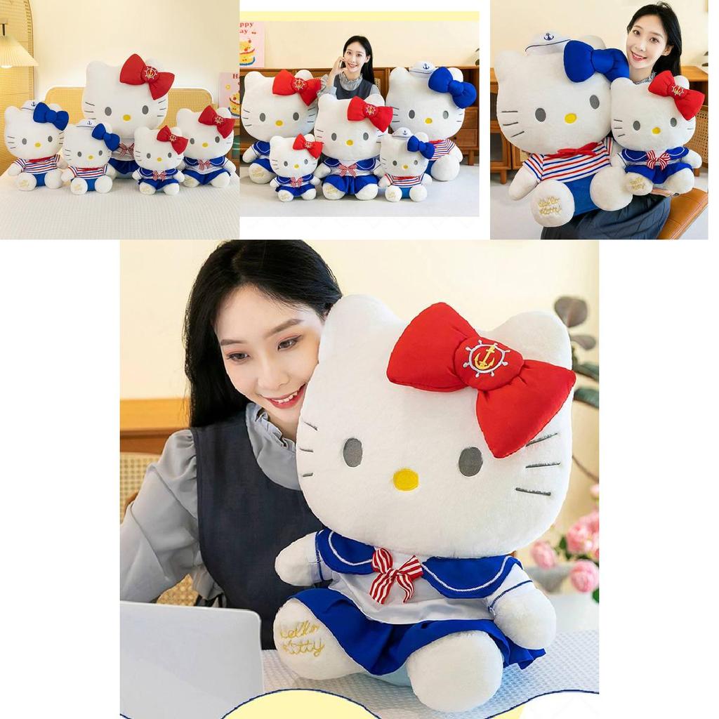 Adorable Navy Hello Kitty Plush Doll Soft Toy For Girls Cute Collectible Gift 40cm To 80cm Sizes