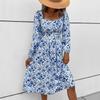 Independent station autumn new fashion foreign trade European and American women's clothing square collar printing retro French backless dress