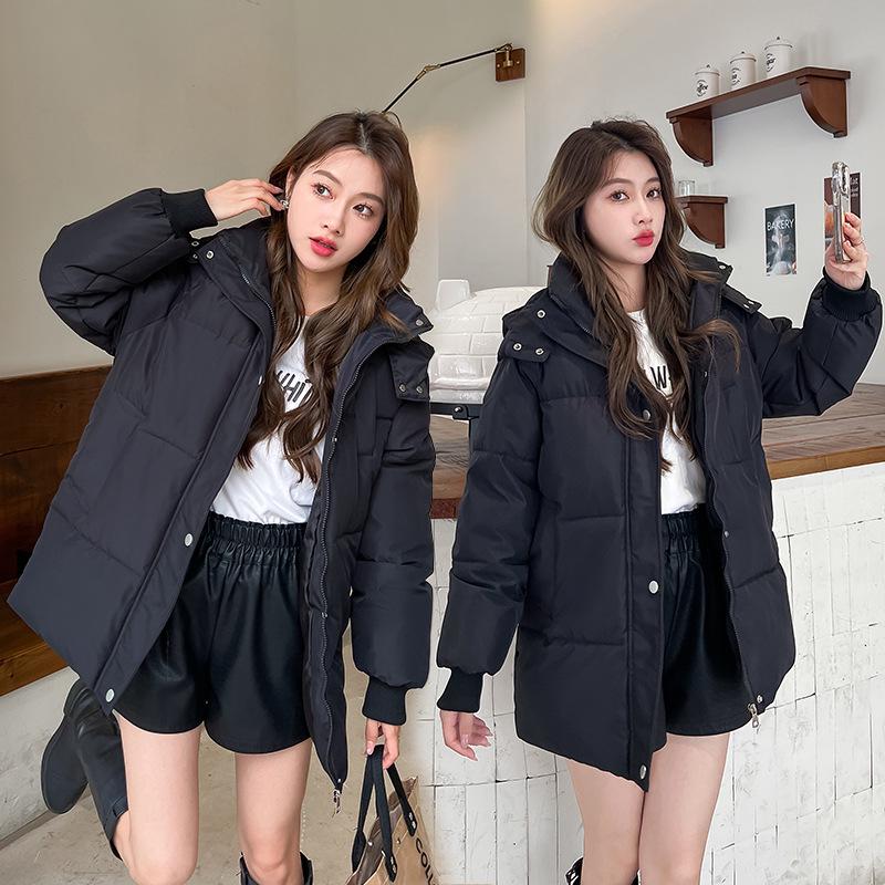 Meilade Women's Winter Korean Style Mid-Length Petite Down Cotton Coat - Thick Loose Fit Bread Jacket