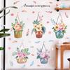 Nordic Green Plant Wall Sticker Hanging Basket Creative Self Adhesive Paper Removable Vinyl Balcony Bay Window Bedroom Bedside Background Decor