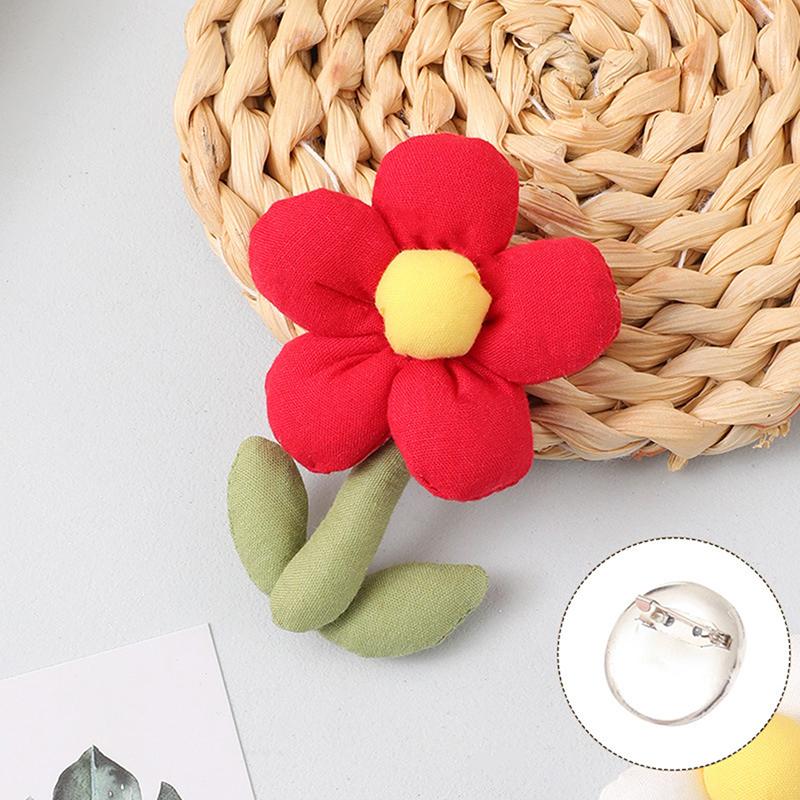 

Cotton Puffy Flower Brooches For Women Plant Lapel Pins червоний