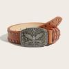 Leather Rivet Decor Punk Belt With Alloy Buckle And Eagle Pattern Casual For