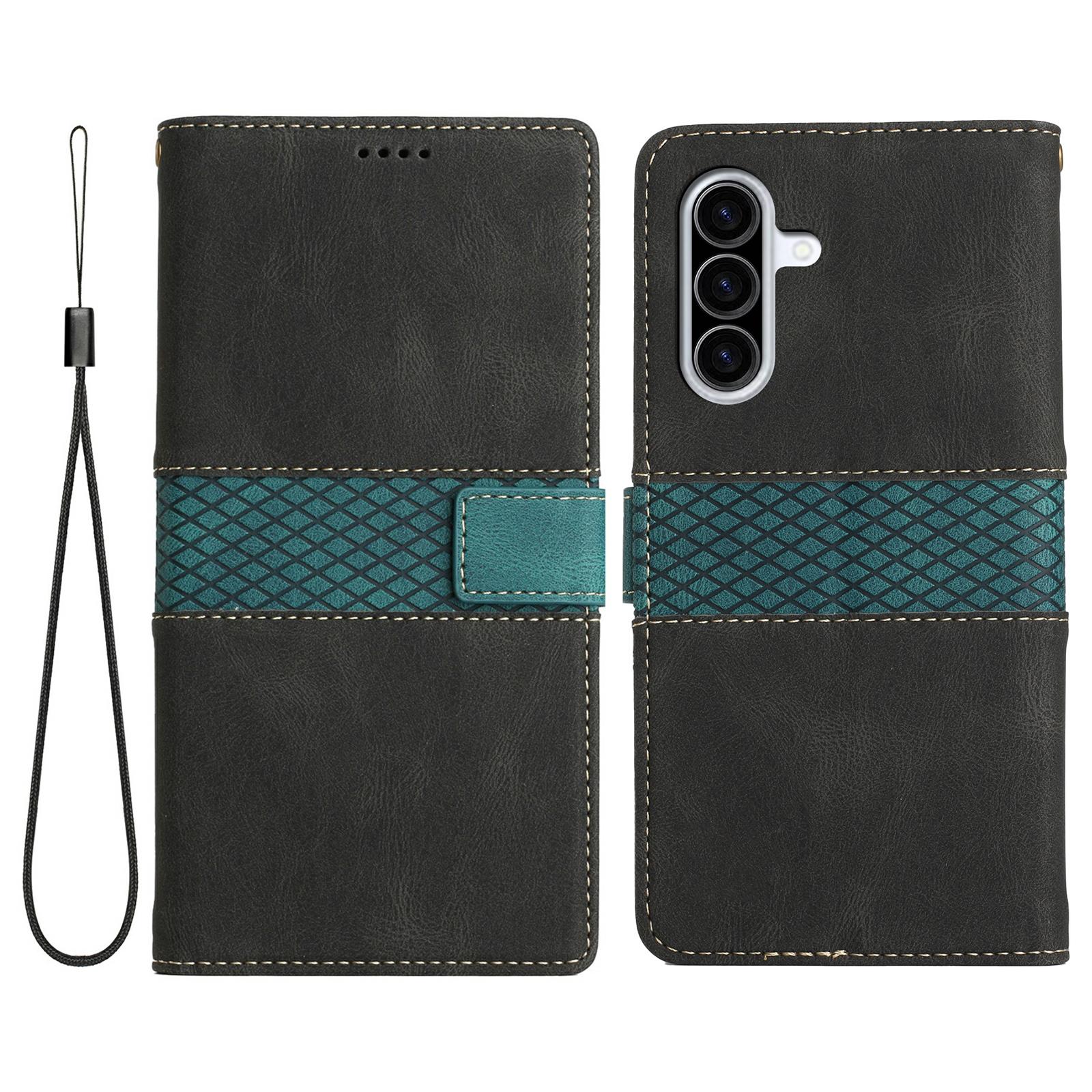 For Samsung Galaxy A36 5G Leather Case Grid Splicing Stand Wallet Phone Cover C