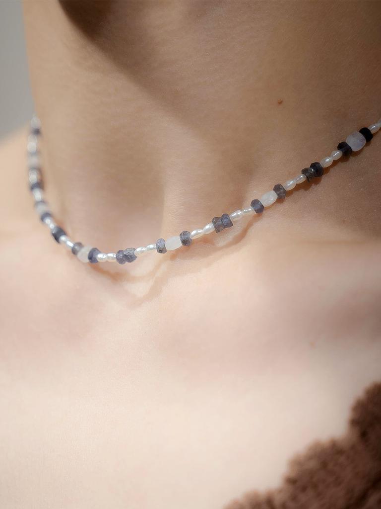 Harang Hr 40N_Pearl Iolite Beads Necklace