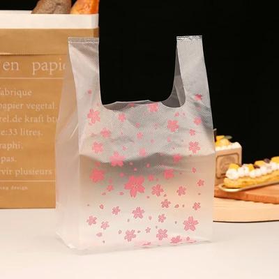 Genomskinlig Plastkasse Färgtryckt Mönster Dubbla Handtag Västförpackningspåse Mat Bakning Efterrätter Tårta Förpackningspåsar