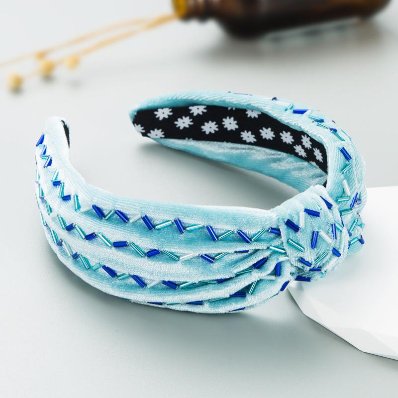Women Hairband Flannelette Pure Sewing Knotted Hair Clip Retro Wide Edge HairHoop