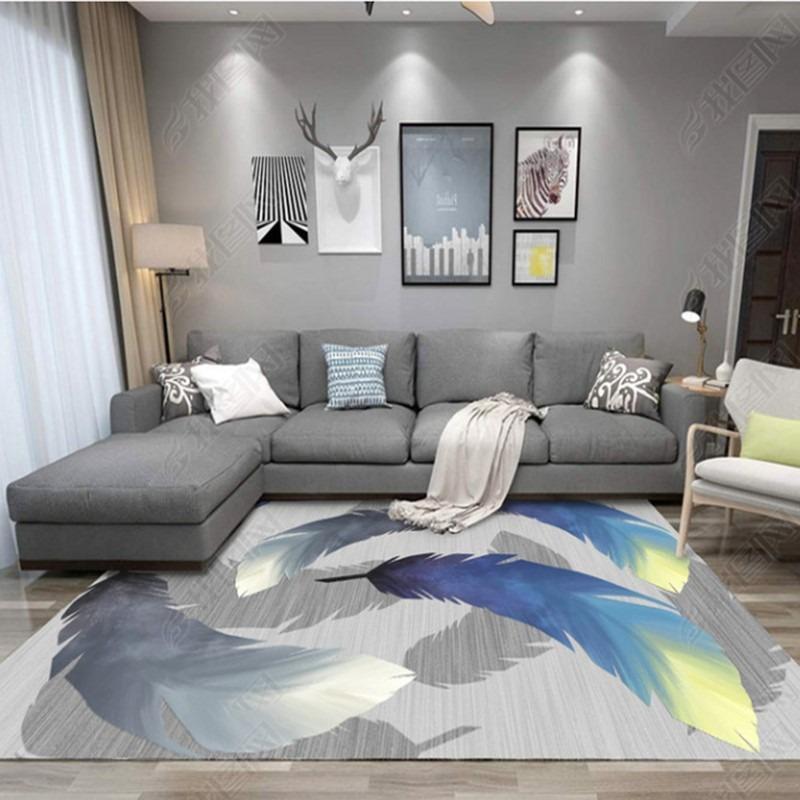 Feather Patterned Area Rug Artistic Colorful Feather Print Carpet Soft Non Slip Floor Mat For Living Room Bedroom Home Decor