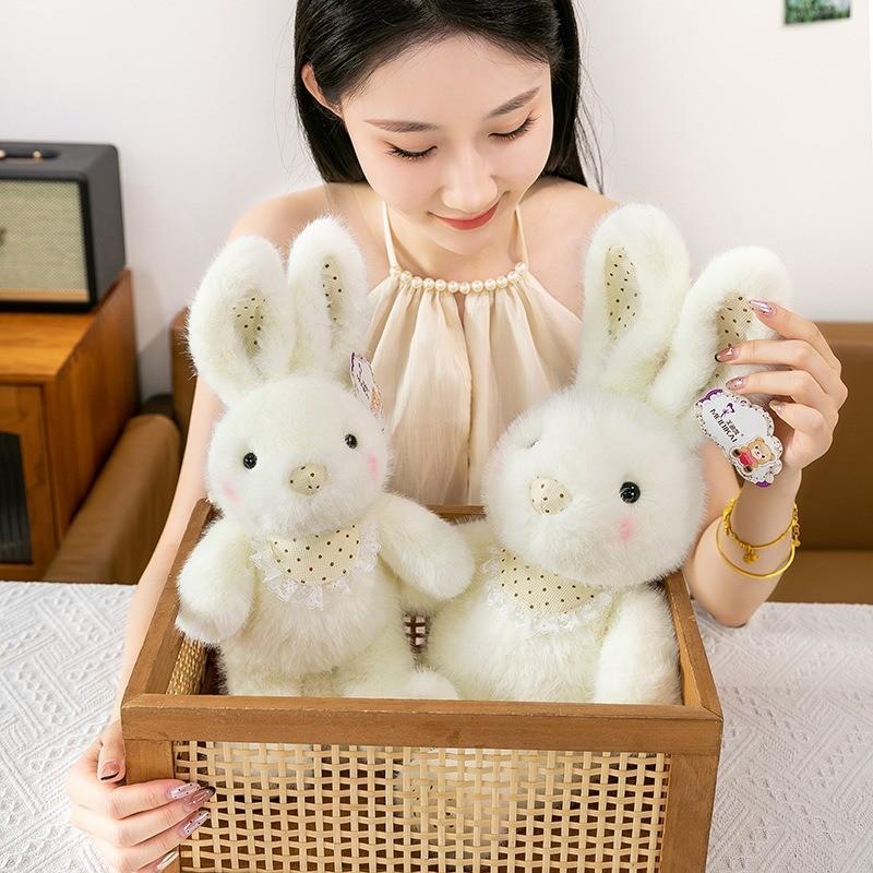 Cute Polka Dot Bunny Plush Toy With Pp Cotton Filling For Girls And Kids Gift
