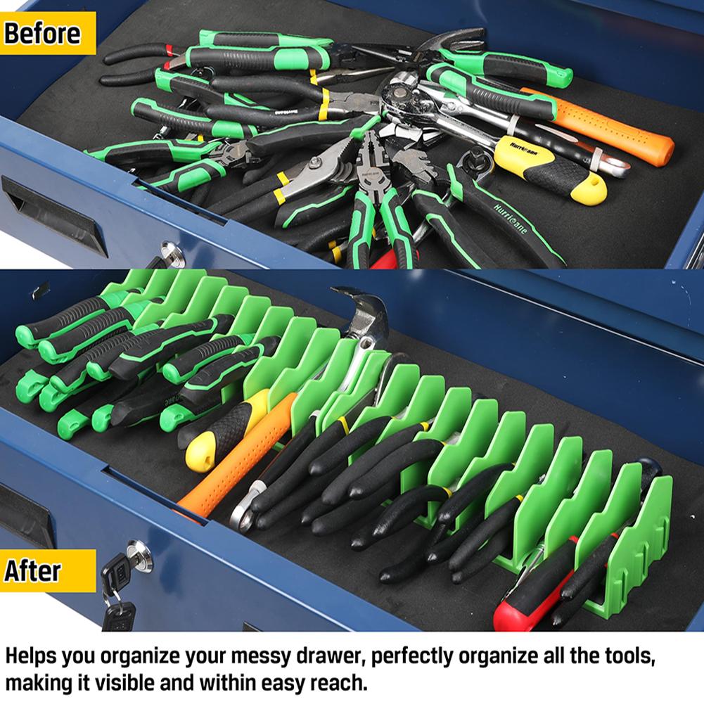 Plier Organizer Rack 10 Slots Space-Saving Keep Pliers Cutters Wrench Organized in Tool Drawer Toolbox Garage Tool Storage Shelf