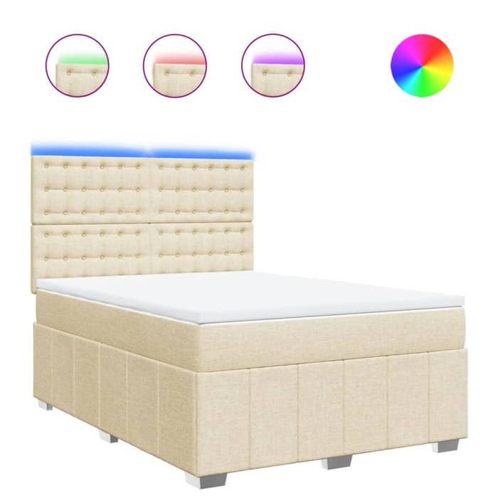 VidaXL Sommier à lattes de lit avec matelas Crème 160x200 cm Tissu 3294038