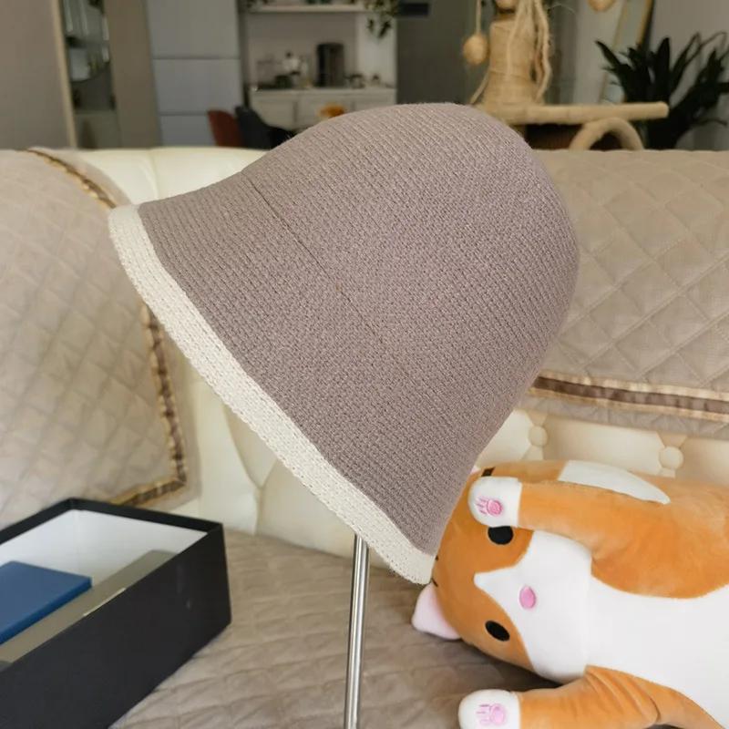 New Winter Hat Ins Wind Japanese Bucket Hats Korean Version Cute Knitted Hats Wool Bucket Hat For Women Mother Mum Gift