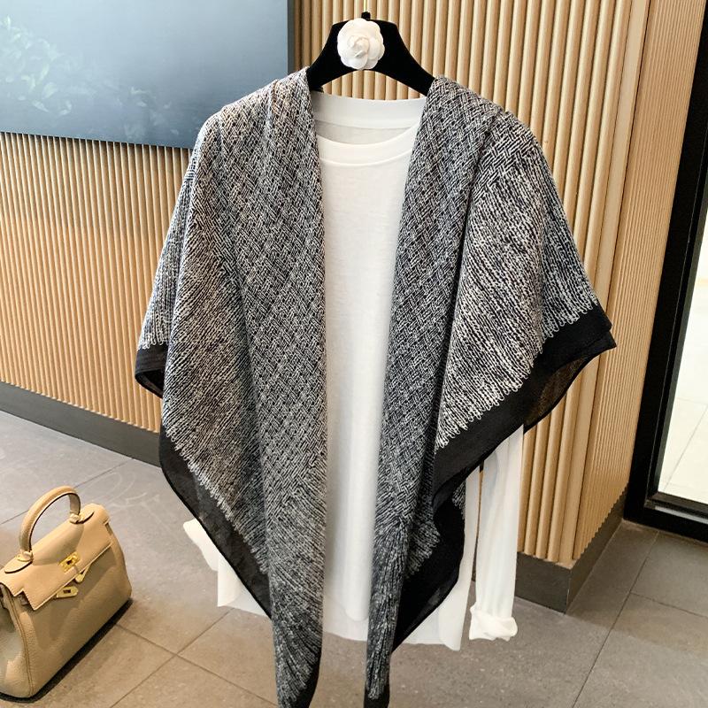 Blue Retro 130 Square Scarf Summer Air-Conditioned Room Shawl Sunscreen Silk Scarf Spring And Autumn Linen Scarf