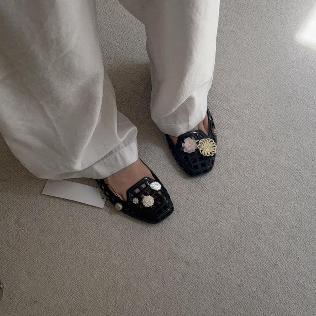 Niche Models~ Soft-soled Transparent Shoes Mary Jane Single Shoes Women's Autumn French Flat Shoes Ladyshoes Jelly Shoes Hollow Sandals